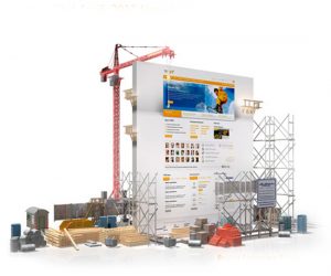 Construction scaffolding and supplies to maintain the content of a site (image).